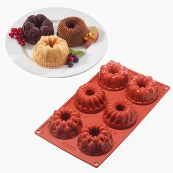 

1 pc 6 Holes Mini Chiffon Cake Mold Silicone Flower Shape Pudding Chocolate Mould Chiffon Mini Cupcake Mold