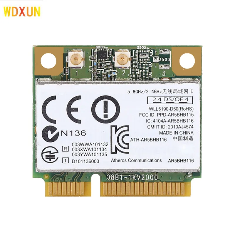 Atheros AR9382 AR5BHB116 Half Mini PCI Express Wireles WLAN WIFI Card  2.4G PCI-E WiFi  Network Card For Win 7/8/8.1/10/Linux