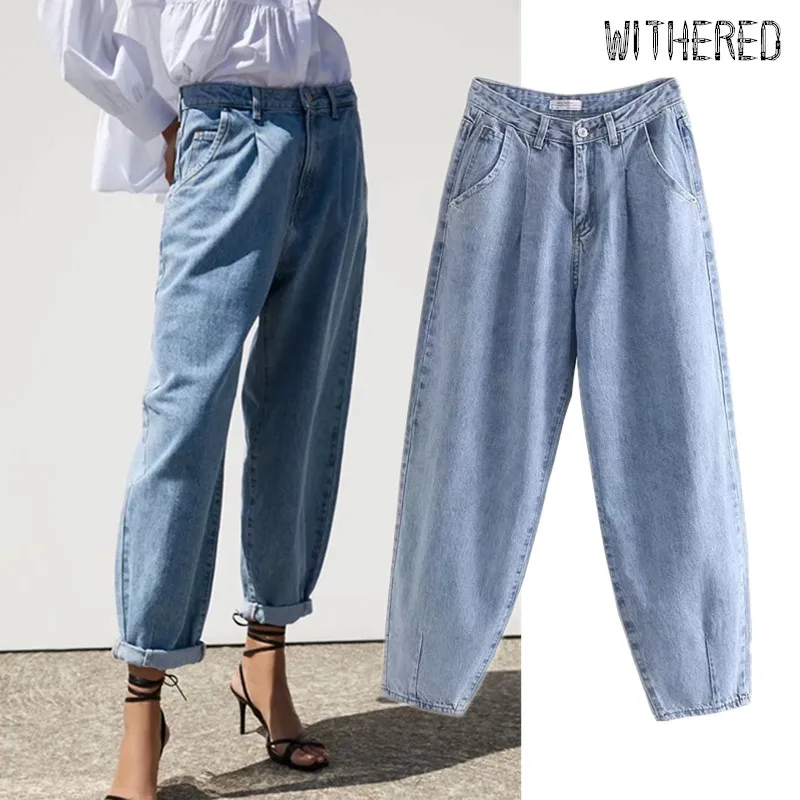 Marchitos Alta Calle Vintage Mom Jeans Mujer Suelta Alta Cintura