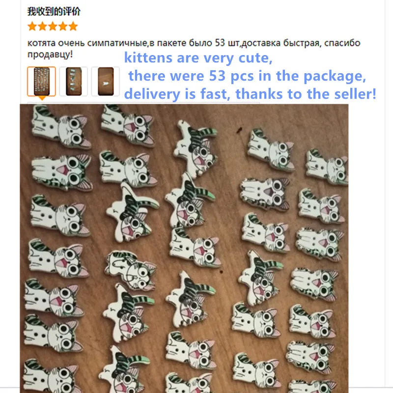 50 PCS Cat Wooden buttons Mixed 2 Hole Natural Print Craft Wood Sewing kitty Button for Scrapbooking Card Making Clothing - Image 6
