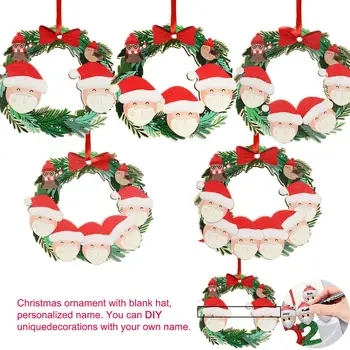 

2020 Quarantine Christmas Ornament Personalized DIY Name Santa Claus Wooden Pendant Pandemic -Social Distancing Party Home Decor