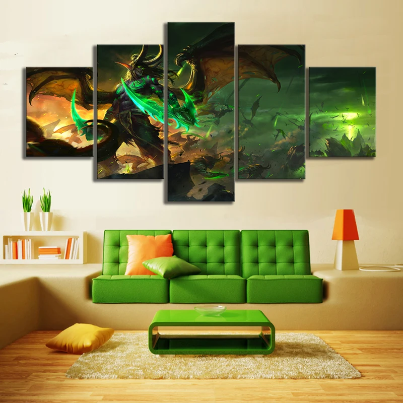  5 Piece Video Game WOW DOTA 2 Painting Poster Decorative Mural Art Room Wall Decor Canvas Painting 