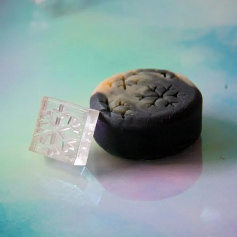 Transparent Acrylic Soap Stamp, No Handle Custom Stamps, Merry Christmas Snowflakes, 35x35mm