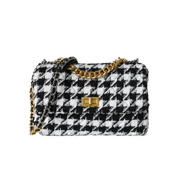 

2020 Models European and American Fashion Rhombic Chain Zipper Flap Lock Buckle Layer Calf Leather Shoulder Messenger Bag