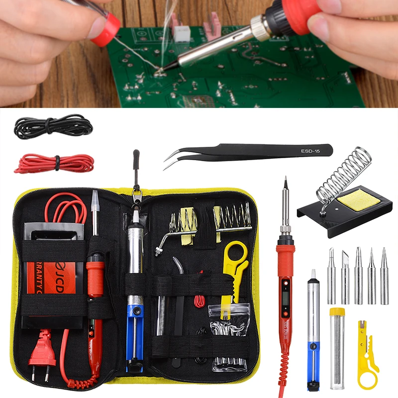 

80W Temperature Adjustable Electric Soldering Pen Set LCD Digital Welding Iron Tool Kit Welding Soldering Rework Tool EU Plug
