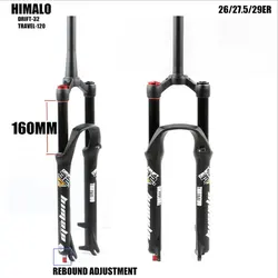 HIMALO MTB Suspension Air Fork Travel 160mm 26 27.5 29er Rebound Adjustment Quick Release QR Tapered Straight Tube High Quality