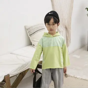 

2020 new wholesale girls boys hooded t-shirt cotton full sleeve spring kids sweatshirt 3-8t HM842