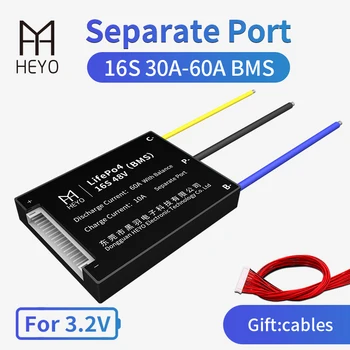 

Power bms 48V lifepo4 16s 100A 30ah 40ah 50a 60ah 80a recharge and discharge protection with balance separate port for e bike