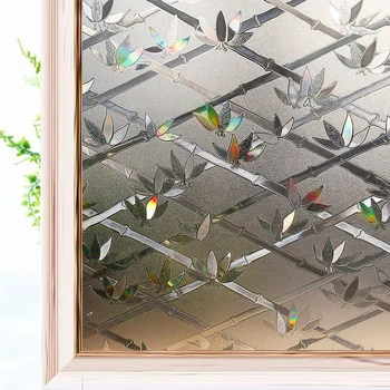 

3D Fence Effect Stained Decorative Window Film Static Privacy Protective Glass Sticker Vinyl Self Adhesive Window Clings Bamboo