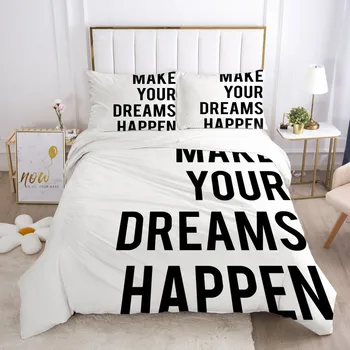 

3D Letter Pattern Custom Bedding Sets Duvet Cover Sets Bedding Bag Pillow Shams King Queen Full Double Size White Home Texitle