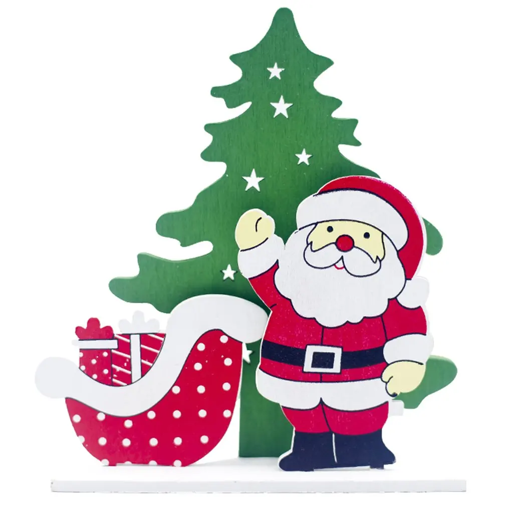 Год, креативные рождественские деревянные декорации, комбинированный орнамент, нарисованная Рождественская елка, подвеска, настольный декор, Подарочная игрушка для детей - Цвет: Old man