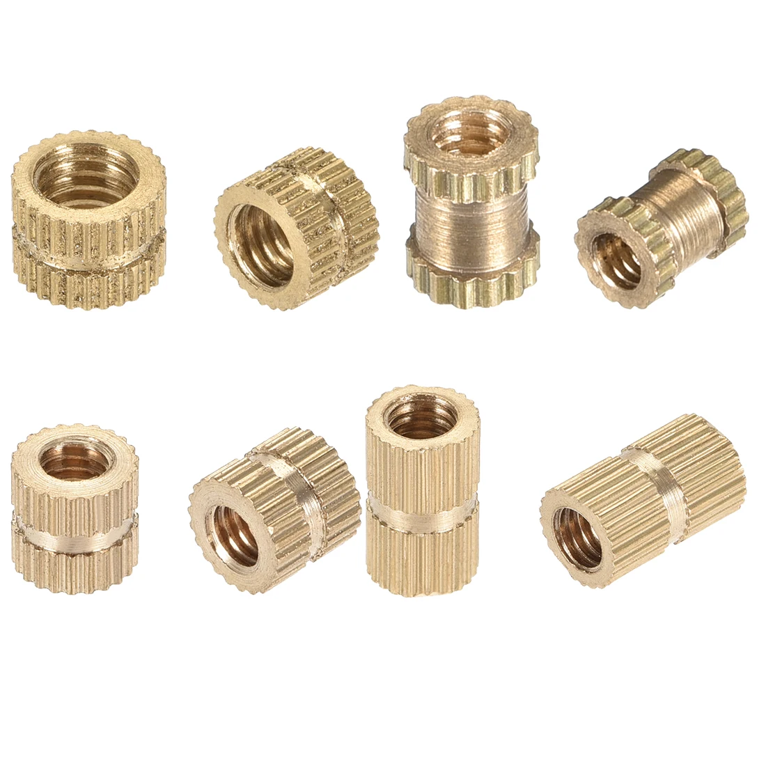 

uxcell 5-50Pcs Brass M2 M4 M5 M6 M8 Female Thread Knurled Insert Nuts Embedment Assortment Kit