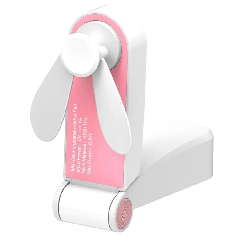 

Handheld Mini Fan Portable Folding Pocket Fan Usb Rechargeable Or Battery Operated Desk Fan Pink