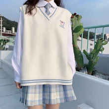 

Anbenser Sweater Vest Women Kawaii Fruit Embroidery Sweet Pink Students Preppy Patchwork Ulzzang Korean Style Tops Sweater JK