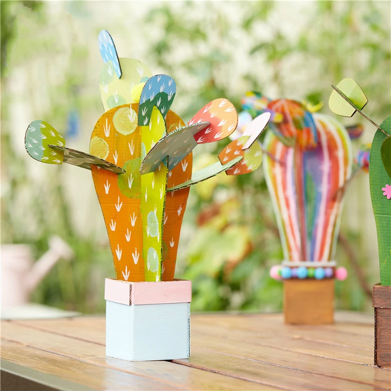  DIY Art And Craft Toys For Children Carton Paper Material Manual Lovely Cactus Frame Kindergarten E - 4000074579916
