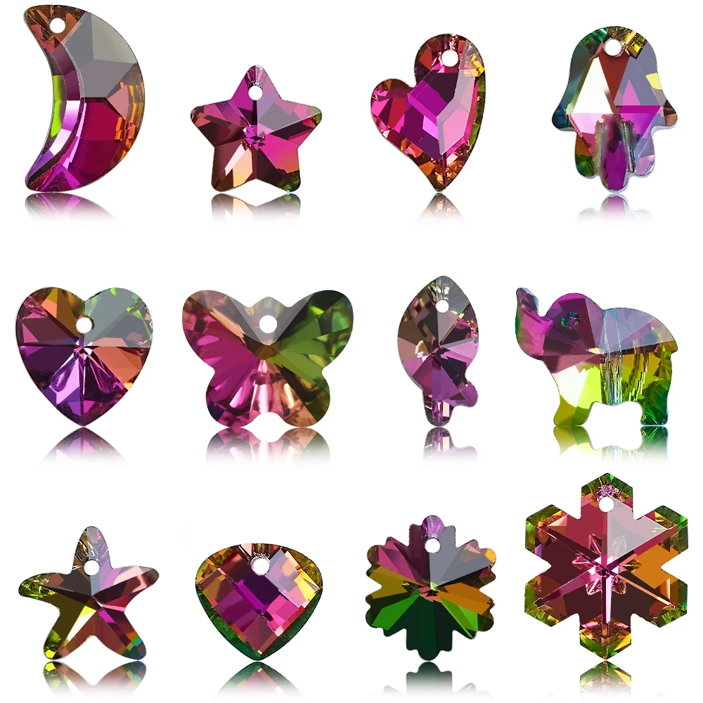 Rose Charms Crystal Star Beads Glass Beading Pendant for Jewelry Making