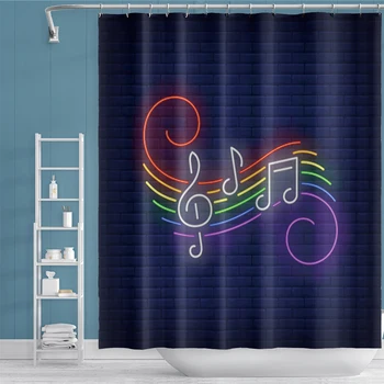 

Cassisy Fashion Abstract Music Symbol Shower Bath Curtains Waterproof Polyester Fabric Bathroom Curtains For Home Decor Curtains