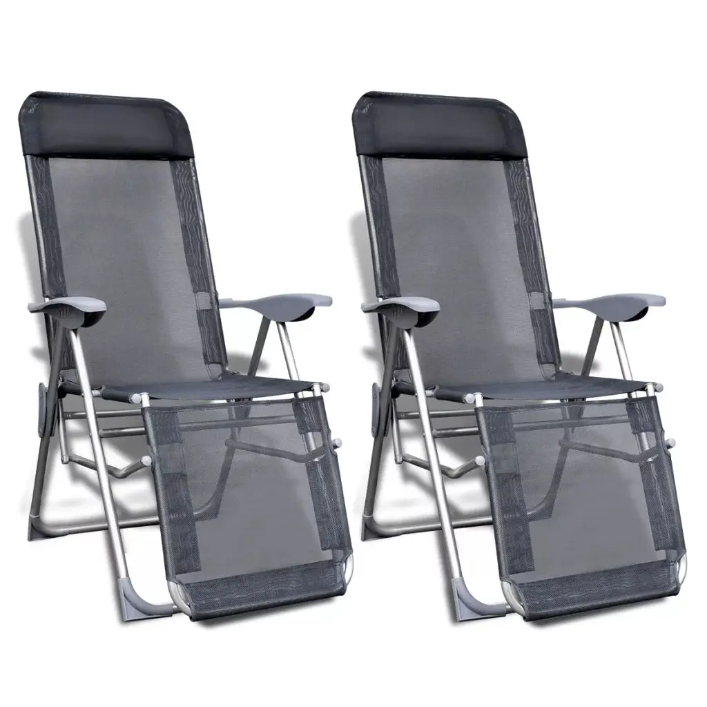 

Folding Single Bed/Cot for Camping Portable Foldable Garden Metal Frame Furniture Chairs 2 pcs Aluminium and Gray