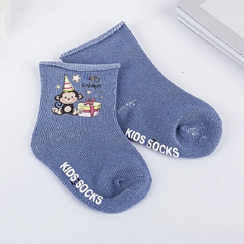 Носки для малышей носки для дня рождения хлопковые противоскользящие носки с рисунком для мальчиков и девочек праздничная одежда Гольфы - Цвет: AKW-5