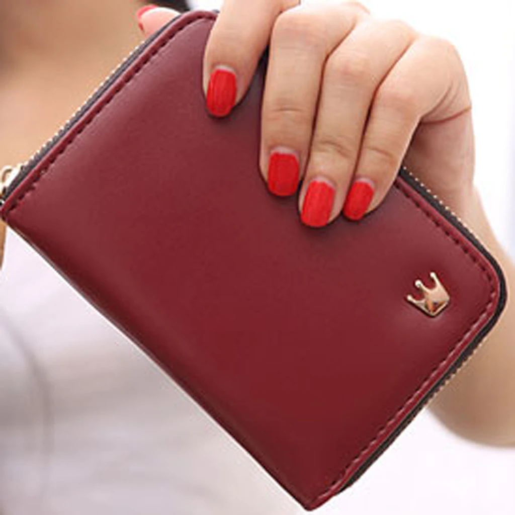 Women Coin Purse Small Bag Wallet Change Zipper Crown Decorated Money Bags Children Wallets Leather Key Holder Carteira 813