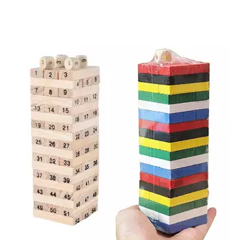 

54Pcs Wooden Building Blocks Toy Balance Domino Stacker Game Hardwood Tower Montessori Educational Game for Children Gifts