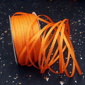 

100Yards/Roll 3mm 1/8'' Double Face Polyester Ribbons with Double Golden Edge for Wedding Birthday Gift wrapping Decor ribbons