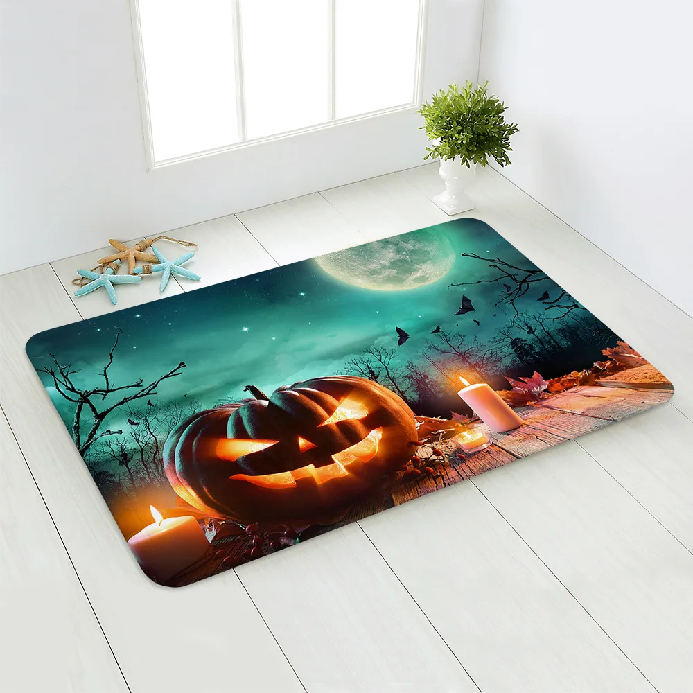 

Halloween Flannelette Digital Printed Floor Mats for Home Bedrooms, Living Rooms, Kitchen Door Mats