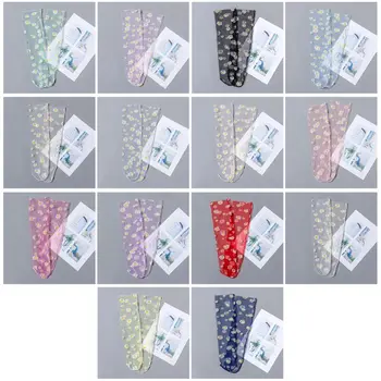 

Women Girl Sheer Mesh Loose Ankle Socks Daisy Candy Color Loose Mid Tube Hosiery 83XF