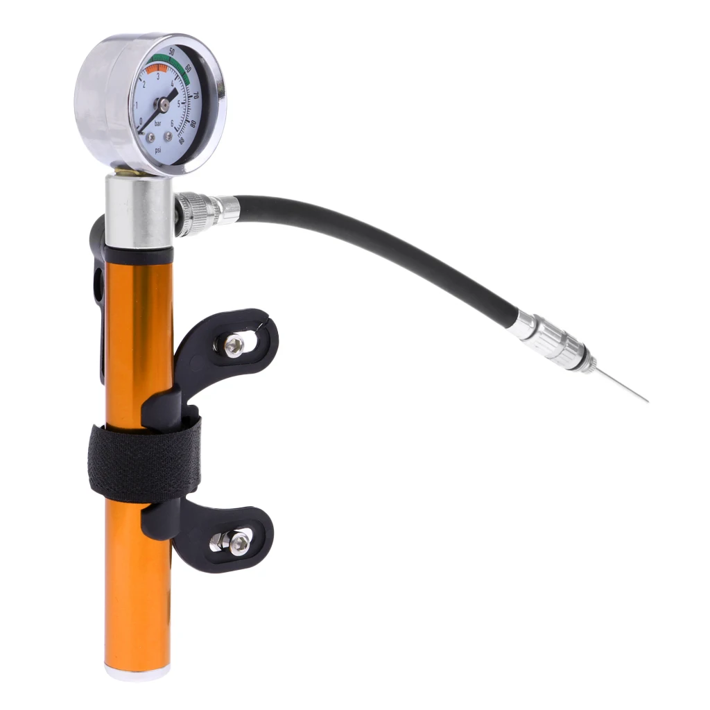 Portable Mini Bicycle Bike Air Pump With Pressure Gauge Hand Pump Tyre Tire Inflator