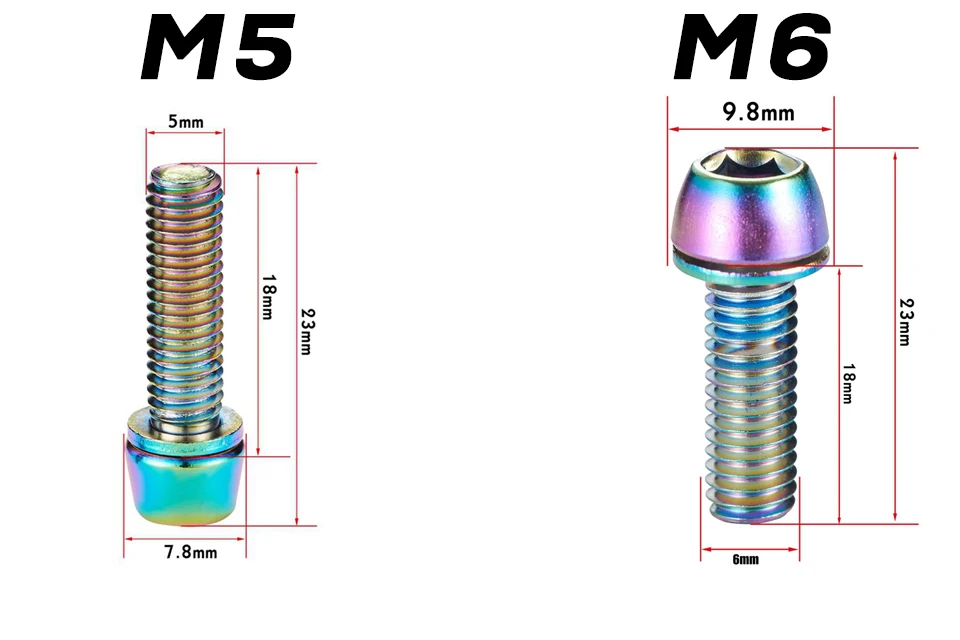 KRSEC титана-покрытием Радуга Горная дорога велосипед для велосипедного руля винт М5*18 мм 304 нержавеющая сталь винт М6*18 мм