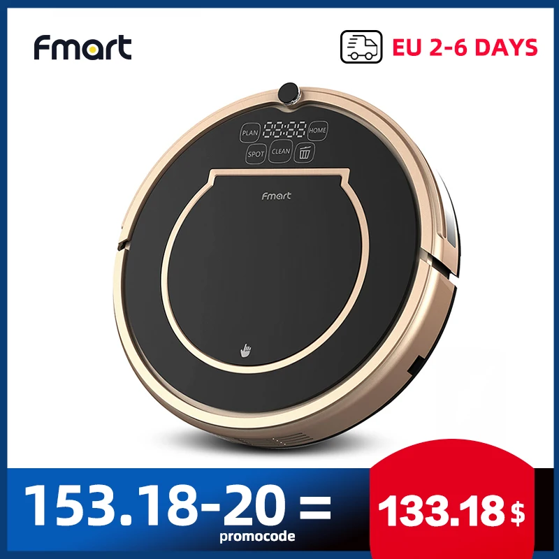 

Fmart E200 Robot Vacuum Cleaner Sweep&Wet Mopping&Dry For Hard Floors&Thin carpet Run 120mins Automatically Charge No Tax 1000PA