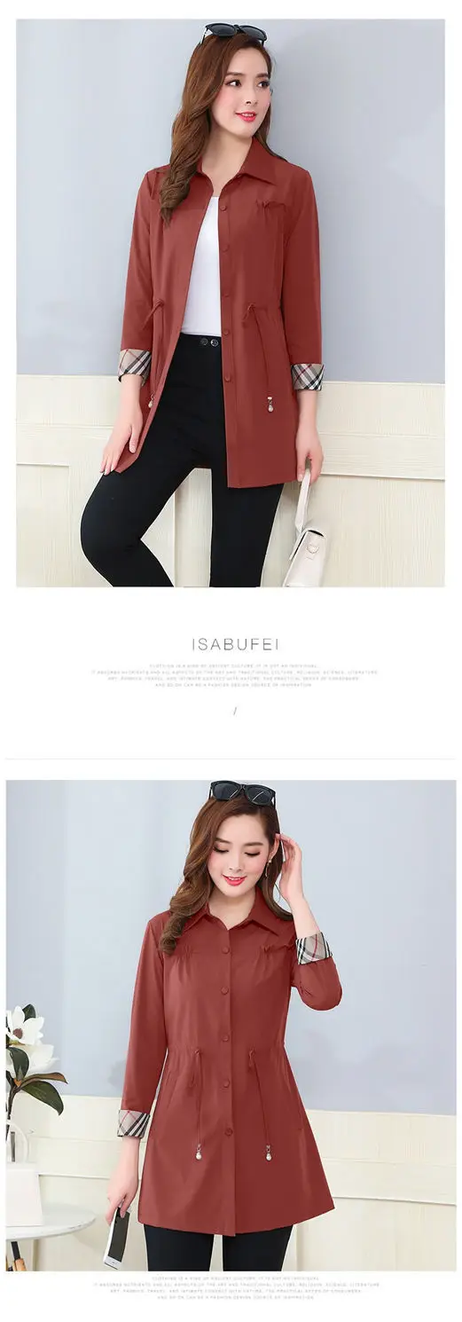 Trench Coat Women's Mid-length Korean-style Spring Summer New Style Middle-aged Women's Thin Tops Waist Hugging Slimming Ninth S