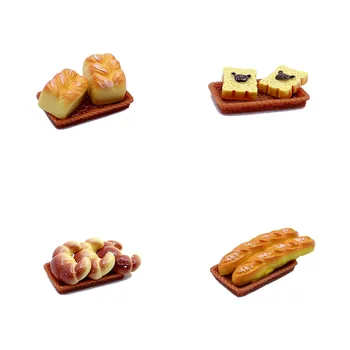 

2pcs Cute Mini Bread with 1pcs Dish Dollhouse Miniature Kitchen Doll Food Model Toy Accessories mini food mini simulation food
