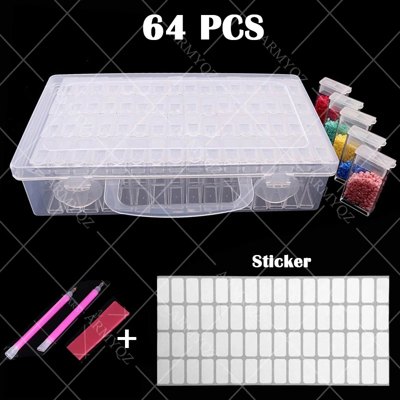 

PDMDOG 28/64 Grid Dismountable Diamond Painting Accessories Embroidery Cases PP Plastics Organizer Home Storage Box