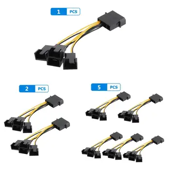 

5pcs D-Port Computer CPU PC Case Fan Cables 3 Pin Fan Cable 1 to 4 Ways Power Splitter Adapter Extension Cable Connector