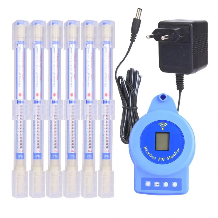 220V EU Plug РН-метр многоточечный беспроводной цифровой кислотный Измеритель Качества воды РН-монитор с 6 передатчиками рН-измерительный инструмент - Цвет: 220V EU Plug