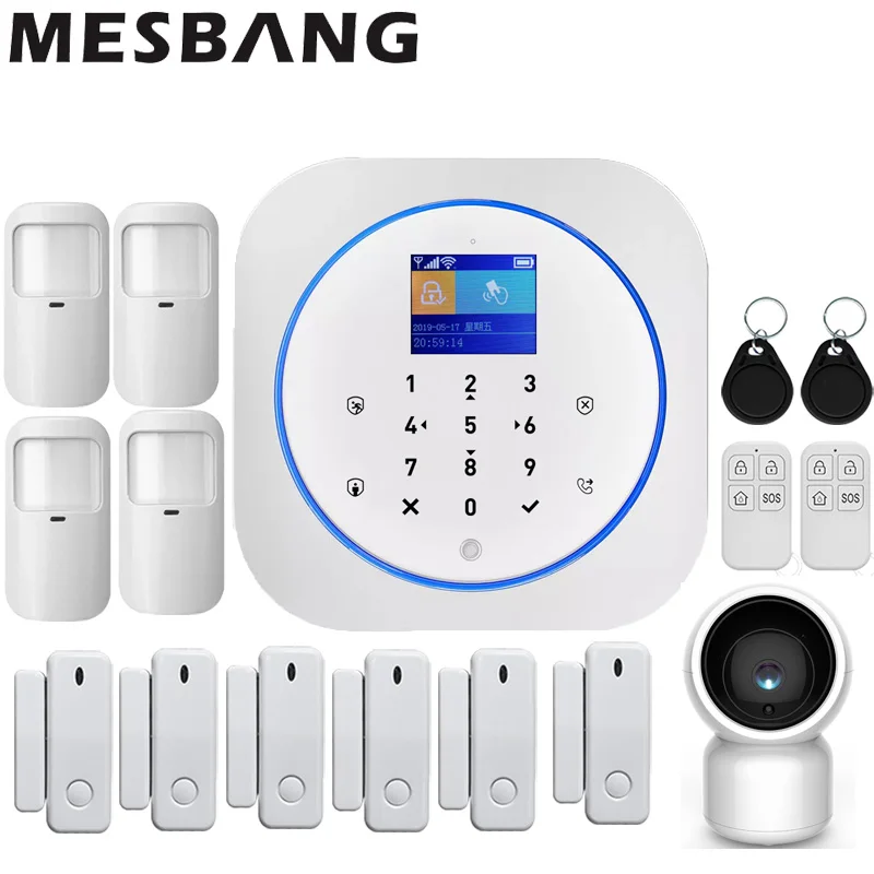 10 Домашняя wifi GSM сигнализация комплекты беспроводной охранной сигнализации охранная система с pir датчиком дверной детектор wifi IP камера Yuya APP - Цвет: 10