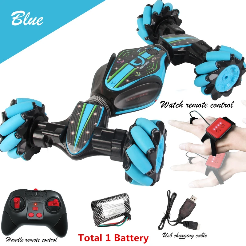 Blue 1 Battery RC автомобиль использовать 40 минут жестов зондирования трюк 1:16 пульт дистанционного управления автомобильный светильник музыка скручивание деформации скалолазание модель дорожного транспортного средства - Цвет: Blue 1 Battery