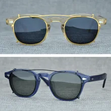 Поляризационные солнцезащитные очки на застежке для мужчин и женщин, фирменный дизайн, Ретро стиль, Винтажные Солнцезащитные очки, UV400, квадратные оптические оправы по рецепту