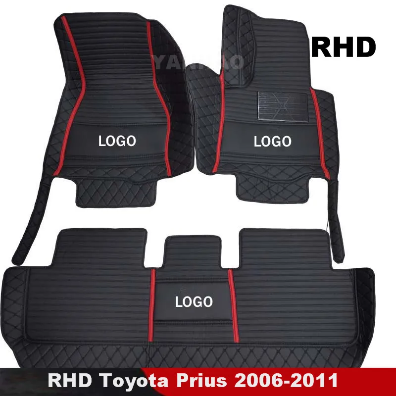 

RHD Car Floor Mats For Toyota Prius 2011 2010 2009 2008 2007 2006 Carpets Leather Custom Auto Styling Accessories Interior Cover