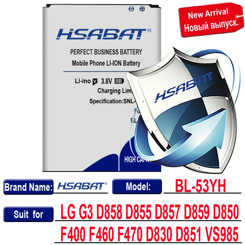 HSABAT 5950 мА/ч, BL-53YH Батарея для LG G3 D858 D855 D857 D859 D850 F400 F460 F470 D830 D851 VS985