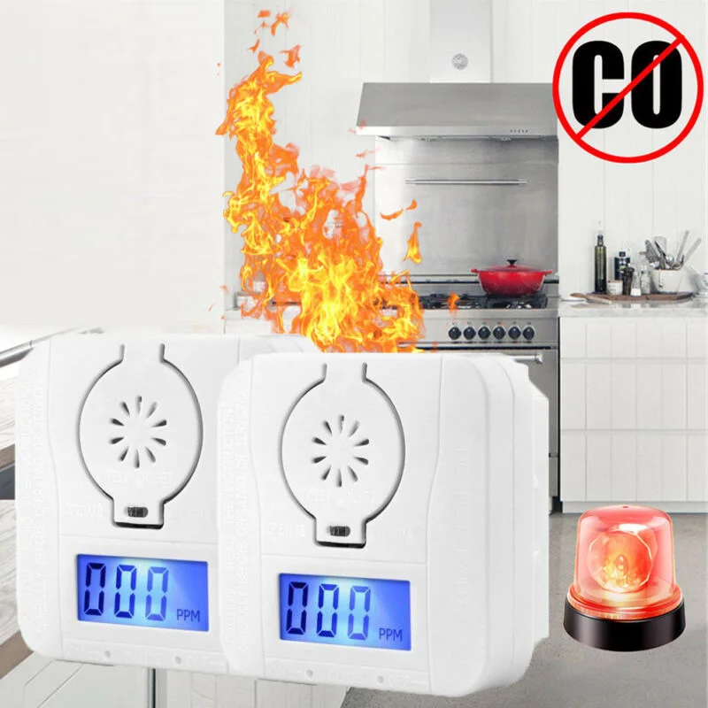 White CO Gas Warning Alarm Mini Monoxide&Smoke Detector W/ Memory Function