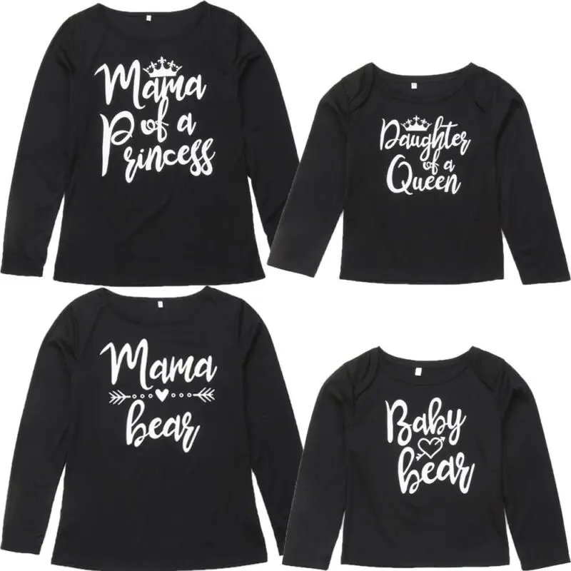 

New Mother and Girl Clothes Women Baby Kids Family Matching Outfits Mummy and Me Long Sleeve T-shirt Tops