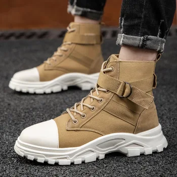 

2020 New Men Martin Boots Canvas Autumn Retro Men Casual Shoes High-top Tooling Boots Desert Boots Sneakers Male Ankle Boots