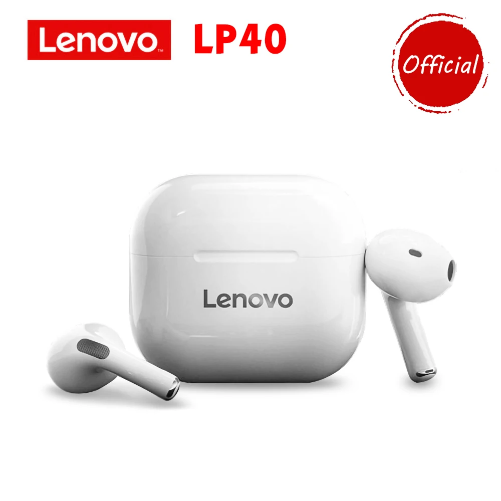 Lenovo-auriculares inalámbricos LP40 TWS, cascos con Bluetooth 5,0, estéreo de graves, reducción de ruido y Control táctil