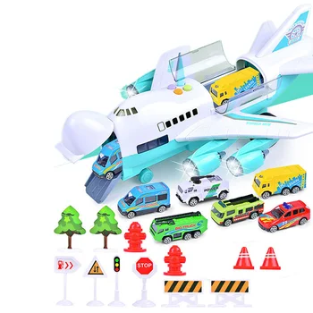 

Music Story Simulation Track Inertia Children's Toy Aircraft Storage Passenger Plane Police Fire Rescue Baby Boy Toy Car,Green