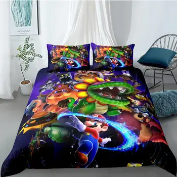 

Super Mario Bros. Bedding Set Duvet Cover pillowcase Quilt Cover Cartoon Children bed set Gift Home textile Dropship