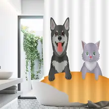 

Dog and Cat Shower Curtain for Home Bathroom Decor, Cartoon Animal Shower Curtain for Kids Shower Room Accessories with Hooks