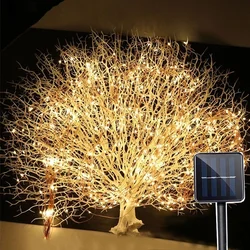 Guirlande solaire à 100/200 LED, imperméable, luminaire décoratif d'extérieur, idéal pour un jardin, une fête, un mariage ou des vacances 