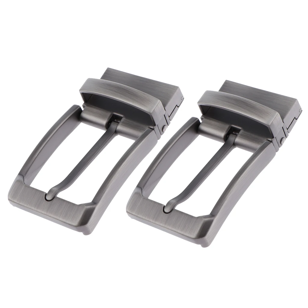 Alloy Reversible Belt Buckle Replacement - Pack of 2 - Single Prong Rectangular Pin Belt Buckle for 1.3-1.34 inch Strap